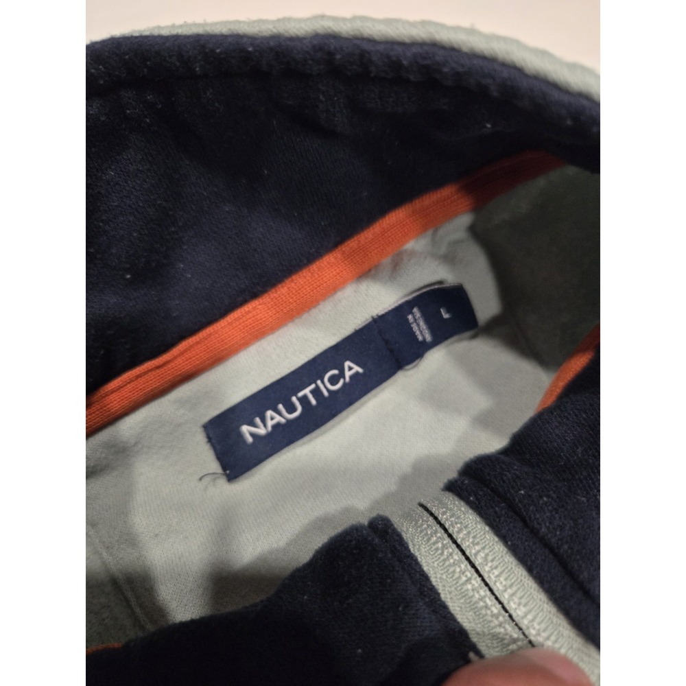 Nautica 1/4 Zip Pullover Men Size Large‎ Gray Soft Mock Neck Athleisure Sweater - Picture 5 of 6